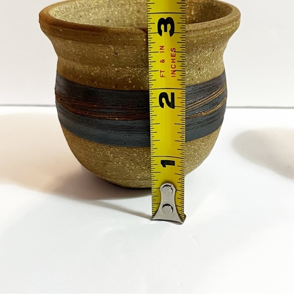 Indigenous Earthenware Small Pot Sanded Painted Pottery Signed Succulent Air 2x - Picture 10 of 13